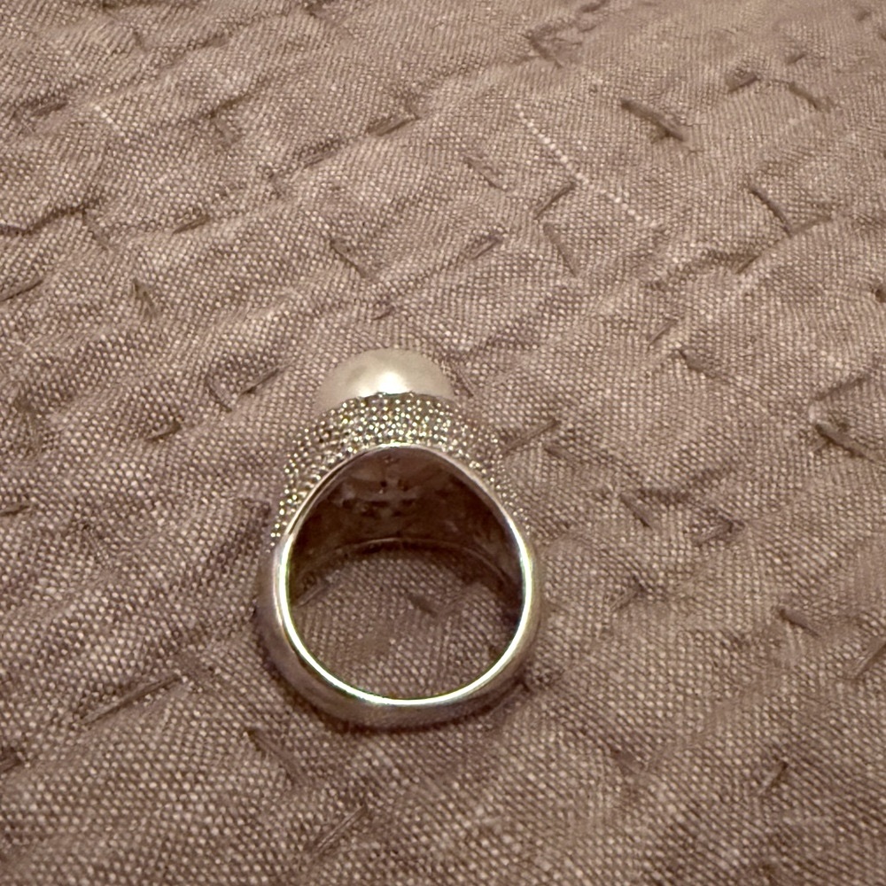 Statement Pearl Cocktail Ring 925 Sterling Silver Pavé CZ QVC Sz7 NWT - Picture 6 of 7